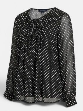 Tommy Hilfiger Black Polka Dot Long-Sleeve Blouse